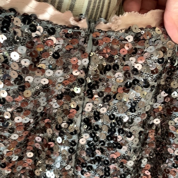 Dkny Pewter Sequin Strapless Elastic Waist Size 20W Dress - Picture 3 of 5